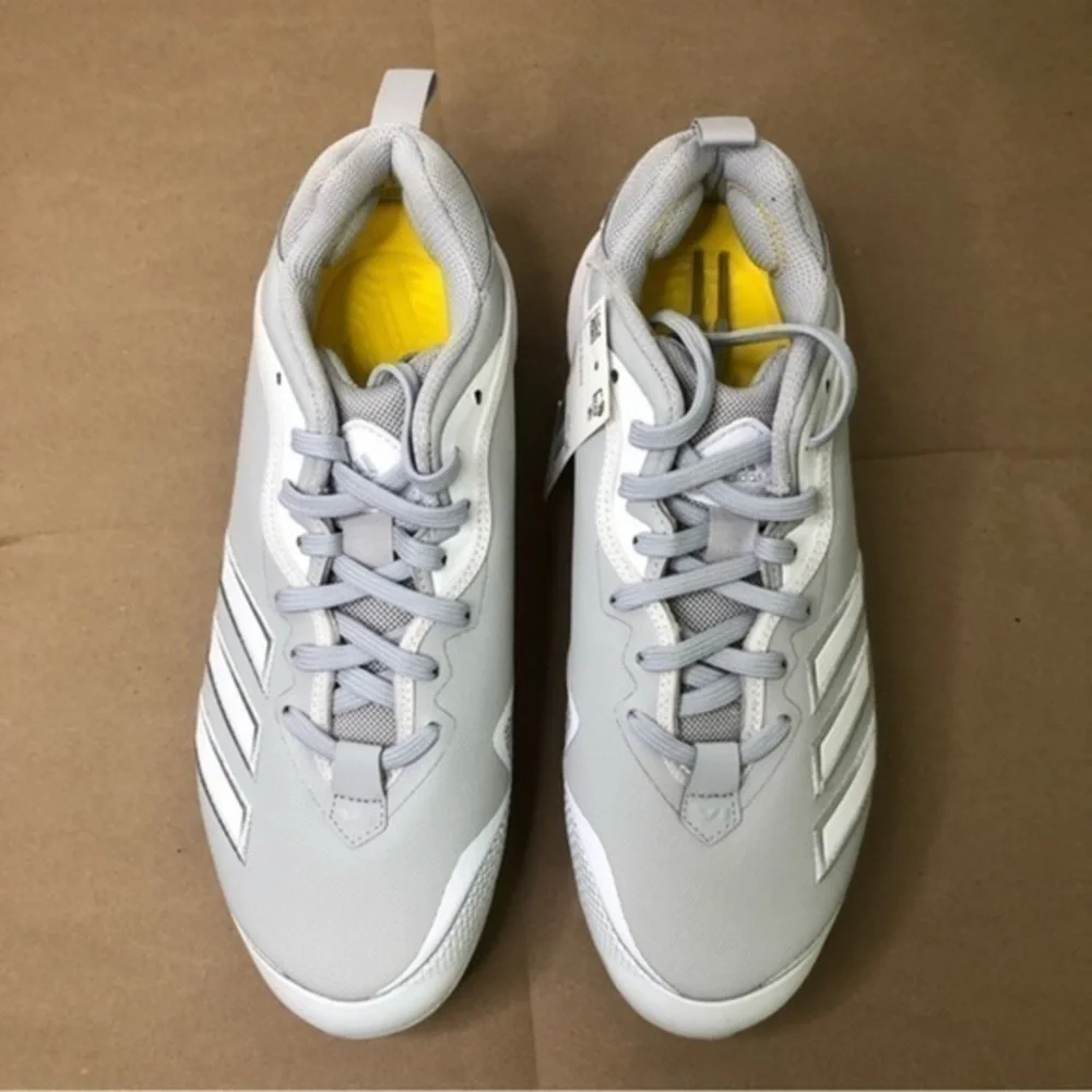 NWT Adidas Icon 6 Bounce Metal Baseball Cleats Grey White Mens 7.5 FV9353